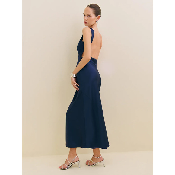 Reformation Corey Satin Dress Danube - Picture 4 of 11
